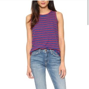 CURRENT/ELLIOT The Muscle Tee Stripe Top Nautical tee red blue striped NWOT XS